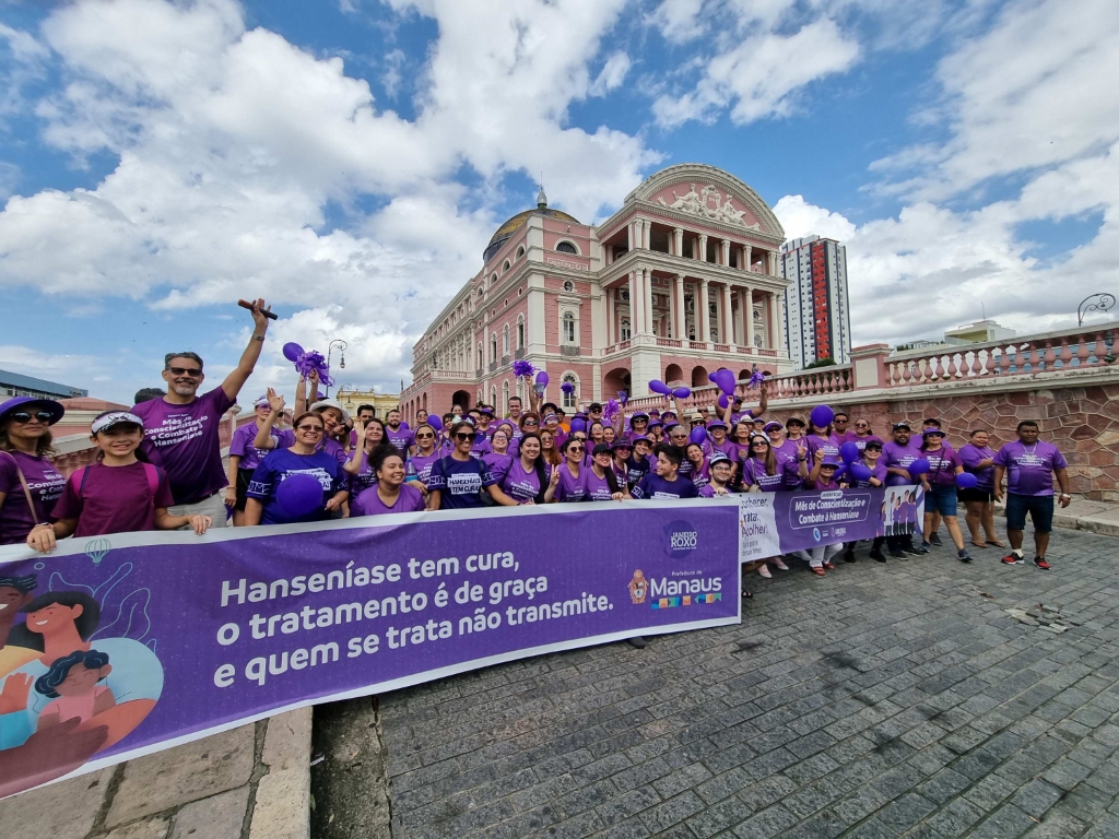 Saúde faz ação na Feira da Eduardo Ribeiro sobre hanseníase 4 CAMINHADA JANEIRO ROXO 1 SES FUHAM