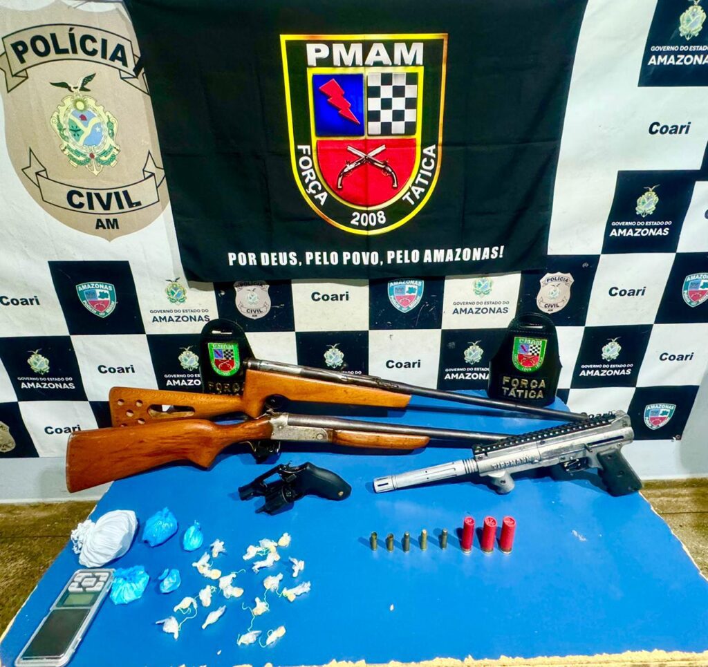 Armas de fogo e drogas são apreendidas pela Polícia Militar do Amazonas, em Coari 2 PMAM ARMAS DE FOGO SAO APREENDIDAS EM COARI FOTO DIVULGACAO PMAM 1024x965 1