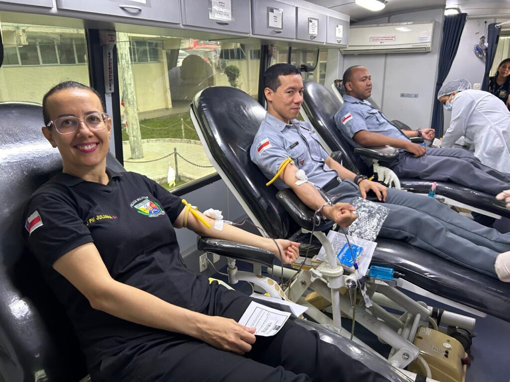 Solidariedade: PMAM e Hemoam se unem em ação para doação coletiva de sangue 2 DOACAO 1024x768 1