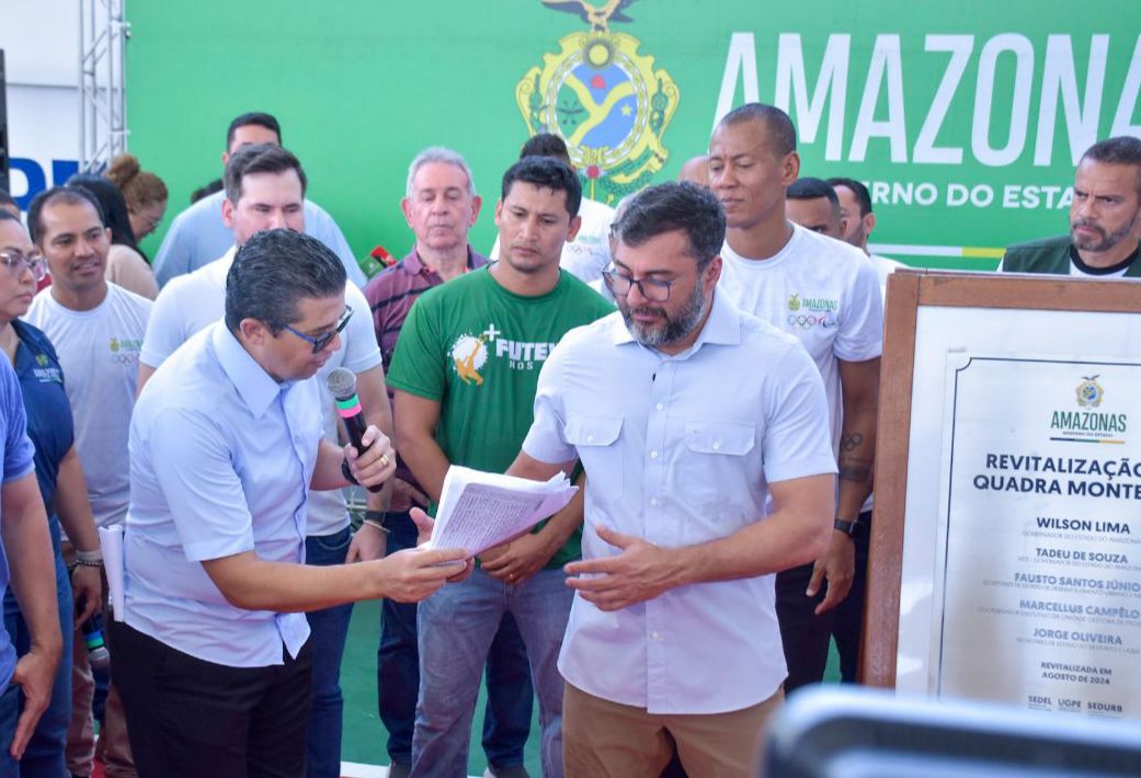 Quadras poliesportiva e de areia do Monte Siao frutos de emenda parlamentar de Joao Luiz sao inauguradas pelo governador Wilson Lima Foto Mauro Smith