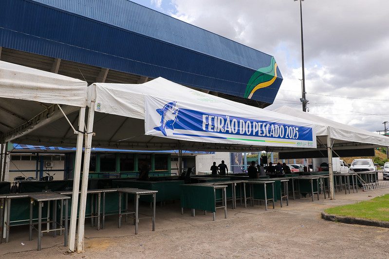 Montagem do Feirao do Pescado 2025 foto Antonio Lima Secom