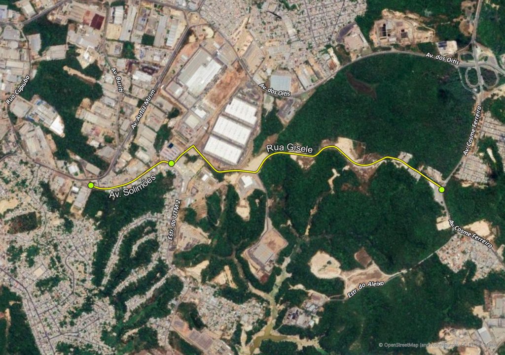 Obras da Cigás para ampliação da rede de gás natural em Manaus seguem em ritmo acelerado 3 CIGAS Mapa com indicativo do trecho de obra na Avenida Solimoes e Rua Gisele Credito da foto Divulgacao Cigas 1024x721 1